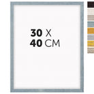 DÖRR Echtholz-Bilderrahmen Aurora in Hellblau 30 x 40 cm mit Stufenprofil, mit Darstellung der 8 Farbvarianten