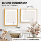 DÖRR Echtholz-Bilderrahmen Aurora gold, horizontal und vertikal als Wandrahmen im Wohnbereich dekoriert, Rückseite mit Aufhängern