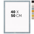 DÖRR Echtholz-Bilderrahmen Aurora in Hellblau 40 x 50 cm mit Stufenprofil, mit Darstellung der 8 Farbvarianten