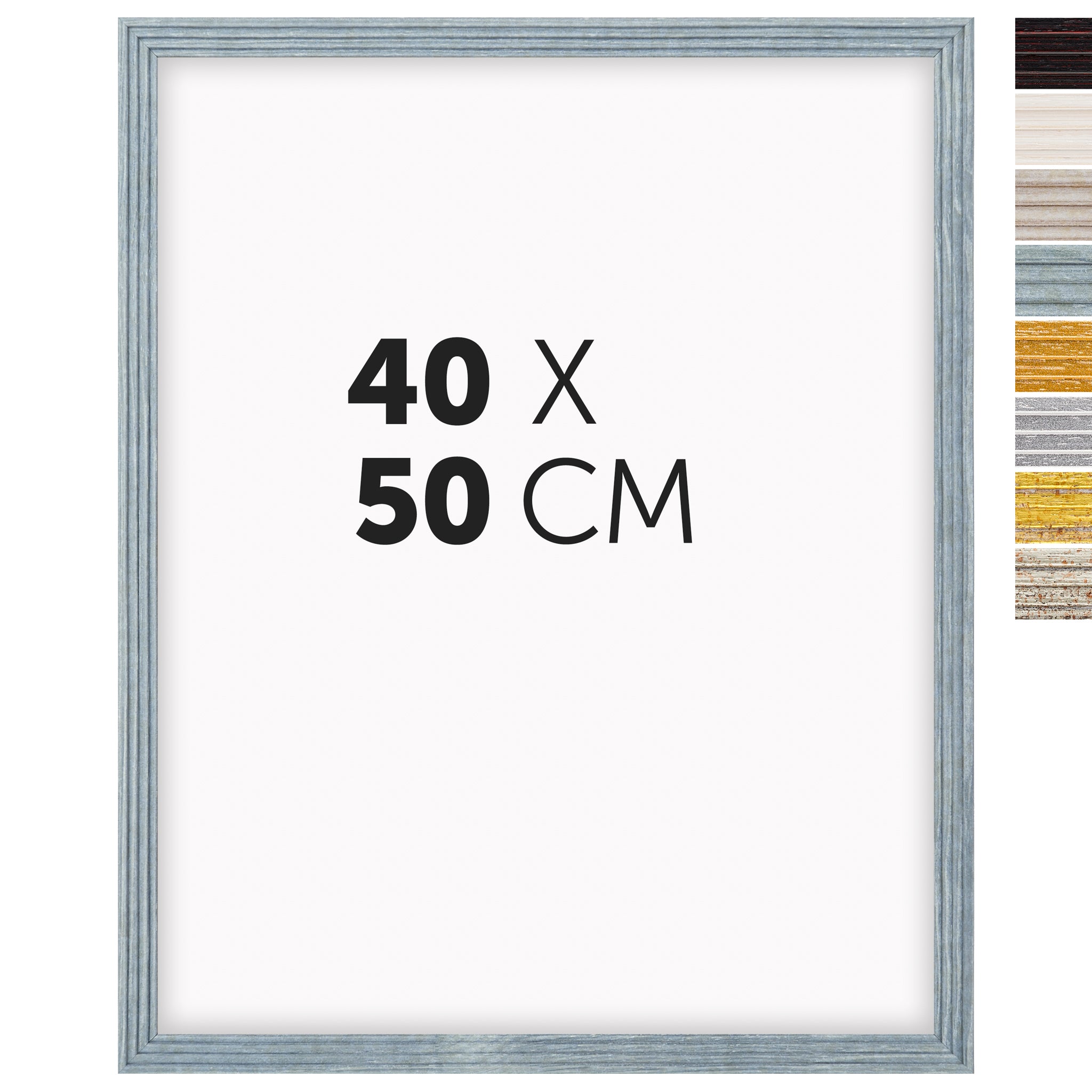 DÖRR Echtholz-Bilderrahmen Aurora in Hellblau 40 x 50 cm mit Stufenprofil, mit Darstellung der 8 Farbvarianten