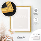 DÖRR Echtholz-Bilderrahmen Aurora antik-gold, dekorativ an der Wand aufgehängt, mit Detailansicht der 20 x 15 mm Leiste in Stufenoptik
