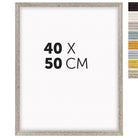 DÖRR Echtholz-Bilderrahmen Aurora in Antik-Silber 40 x 50 cm mit Stufenprofil, mit Darstellung der 8 Farbvarianten