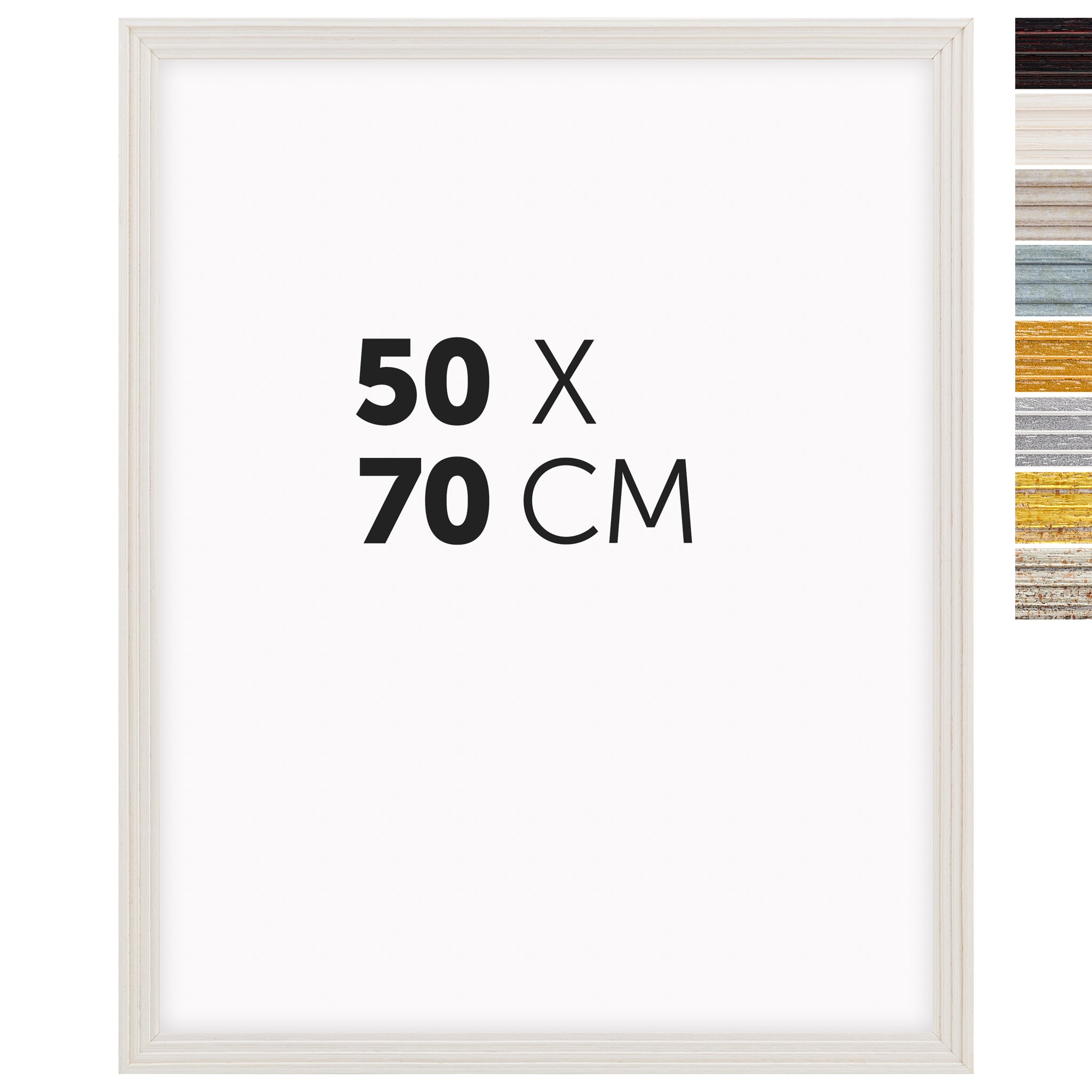 DÖRR Echtholz-Bilderrahmen Aurora in Weiß 50 x 70 cm mit Stufenprofil, mit Darstellung der 8 Farbvarianten