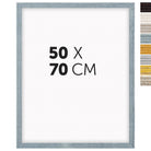 DÖRR Echtholz-Bilderrahmen Aurora in Hellblau 50 x 70 cm mit Stufenprofil, mit Darstellung der 8 Farbvarianten