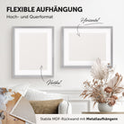 DÖRR Echtholz-Bilderrahmen Aurora silber, horizontal und vertikal als Wandrahmen im Wohnbereich dekoriert, Rückseite mit Aufhängern