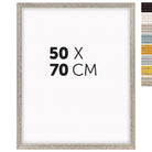 DÖRR Echtholz-Bilderrahmen Aurora in Antik-Silber 50 x 70 cm mit Stufenprofil, mit Darstellung der 8 Farbvarianten