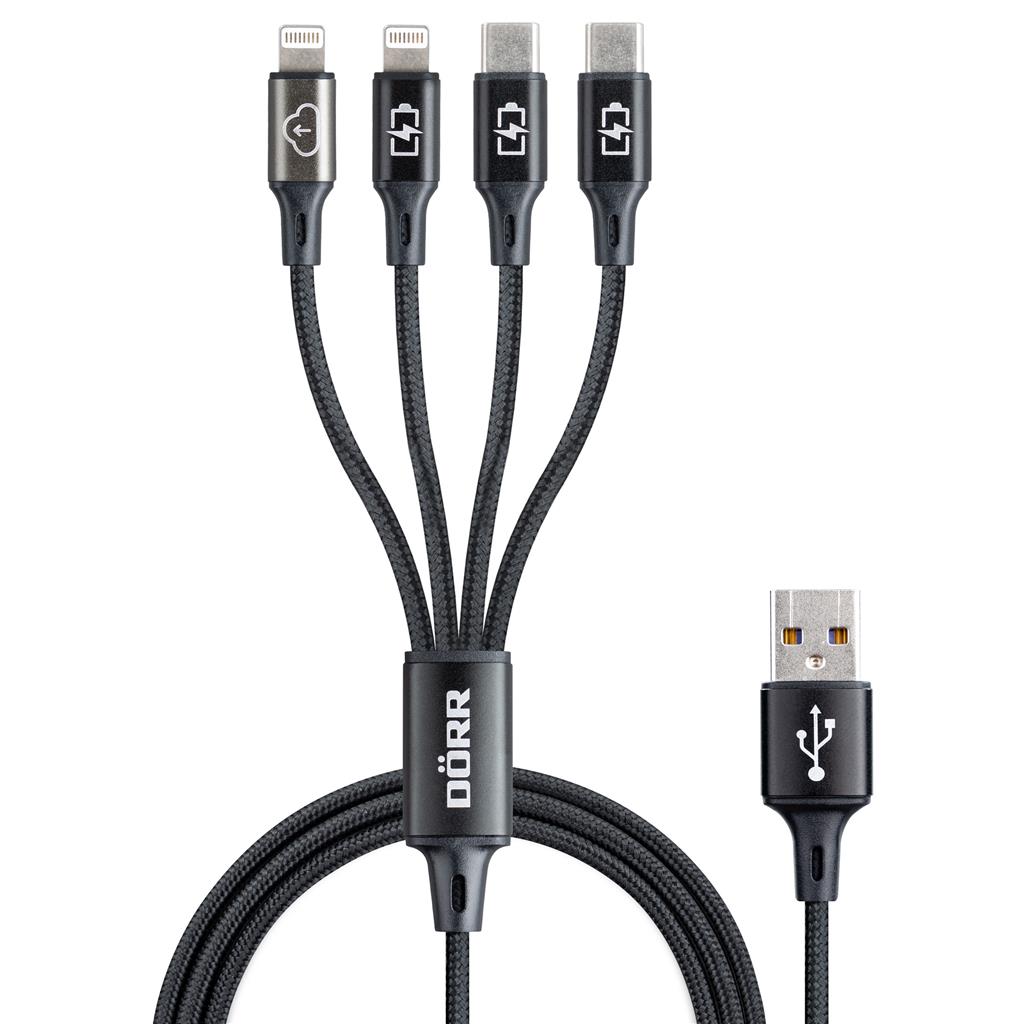 4-in-1 PD 100W Fast Charging Cable – USB C To IPhone / Universal – 5A Nylon Braided
