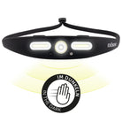 DÖRR S-Light LED Stirnlampe mit aktivem Bewegungssensor zur berührungslosen Steuerung per Handbewegung.
