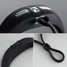 DÖRR S-Light LED Stirnlampe Detailansicht mit USB-C Ladeanschluss und verstellbarem flexiblem Stirnband.